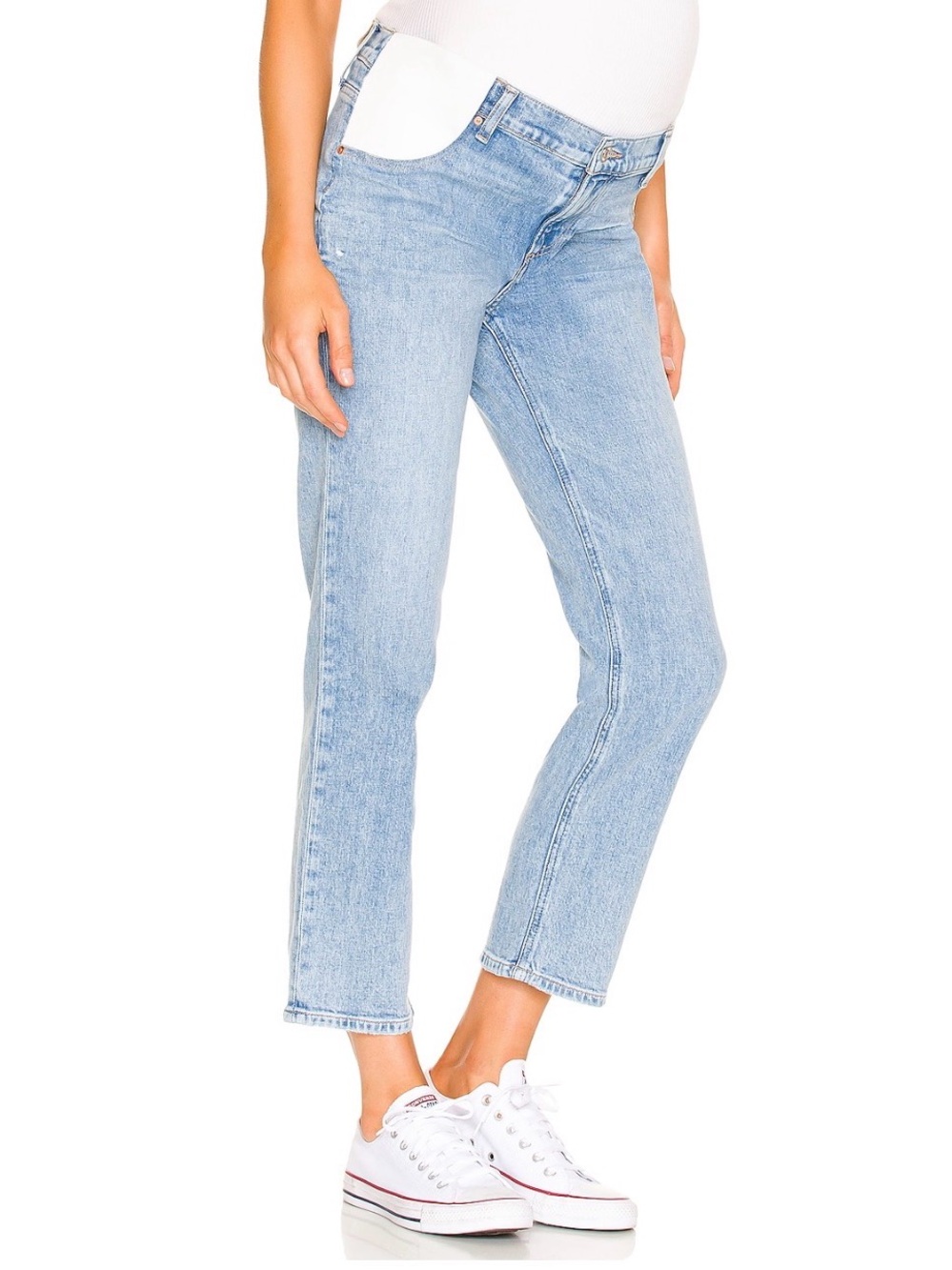 PAIGE Maternity Light Wash Straight-Leg Jeans